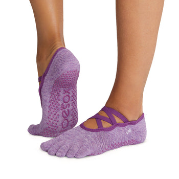 Fishnet Open Toe Grip Socks Purple Black - Arebesk - simplyWORKOUT
