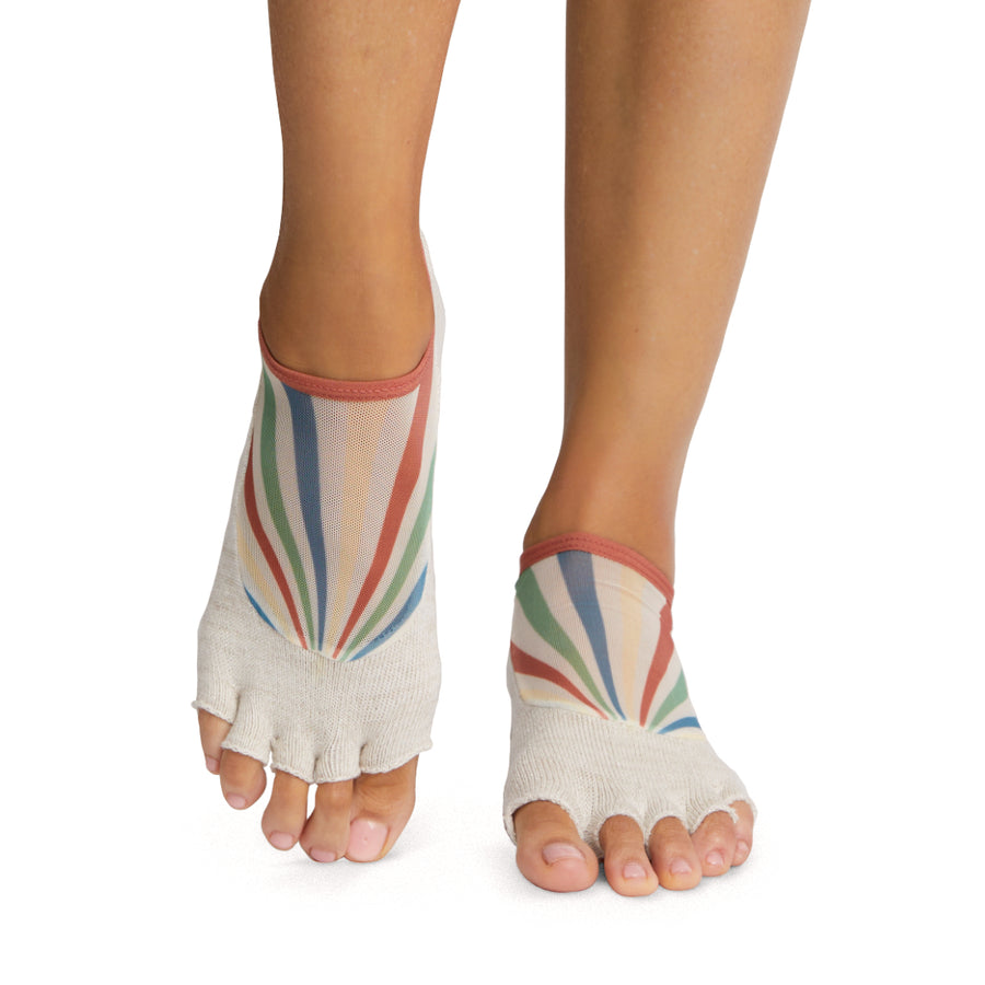 ToeSox Full Toe Luna Grip Socks – 5-Toe Mesh Panel Design, Non