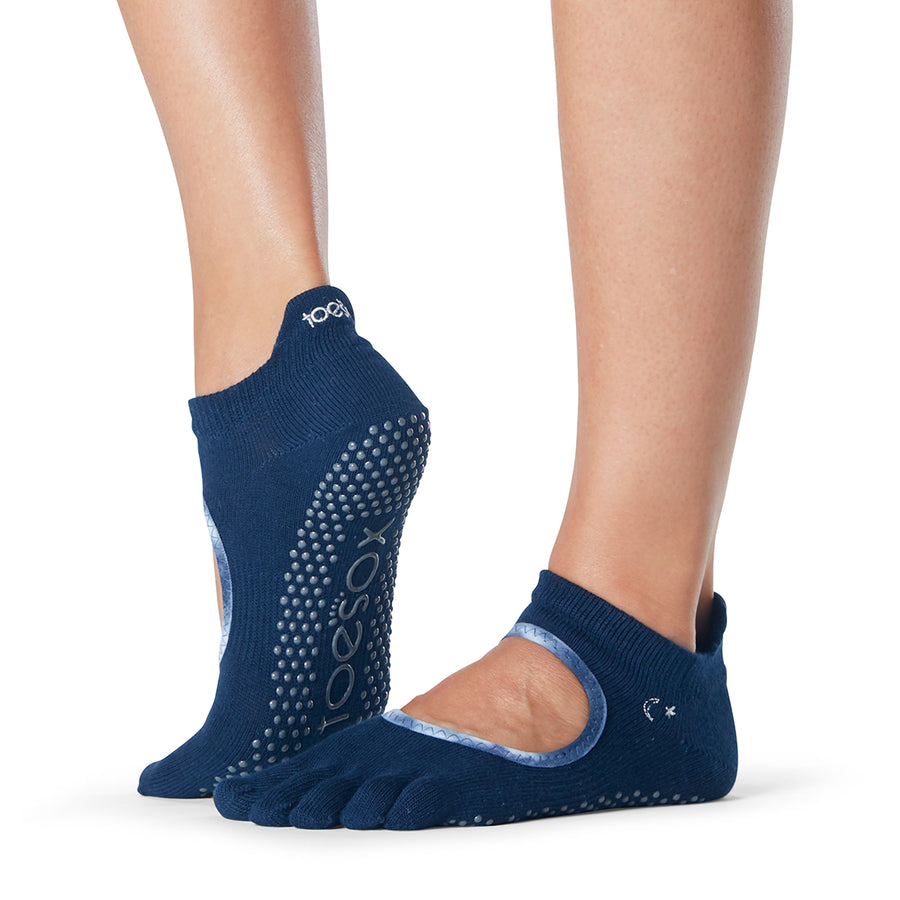 Mia Full Toe - Charcoal Leopard Grip Socks (Barre / Pilates)