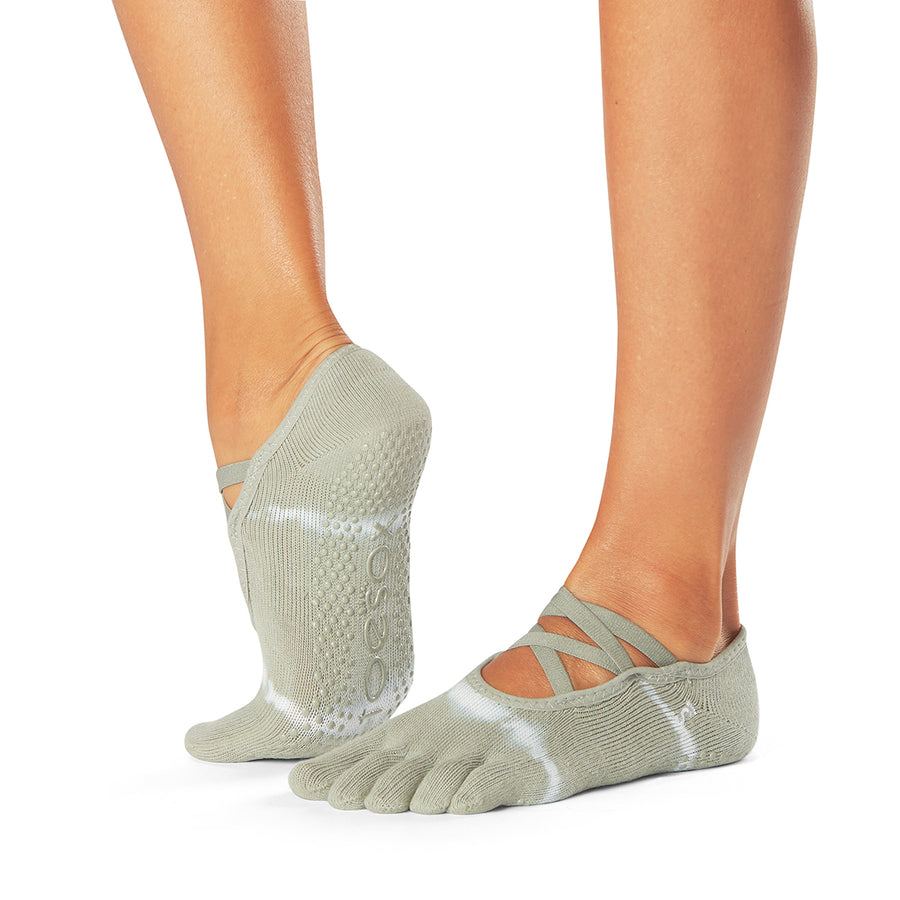 ToeSox Women's 186497 Grip Socks Pilates Barre Non Slip Elle Full Toe Size  M
